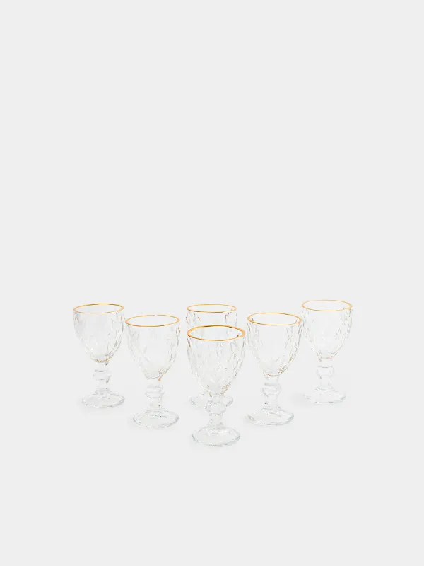 Рюмка, 50 мл, 6 шт, стекло Р, с золотистым кантом, Rhomb gold, image-0