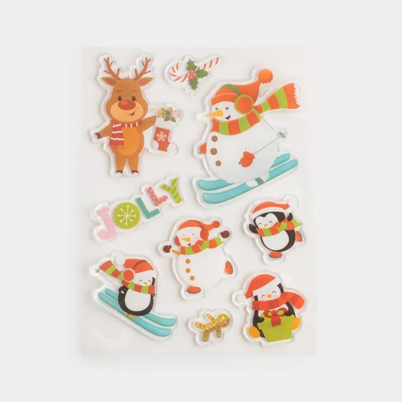 Жапсырмалар жинағы, 15х20 см, қайта пайдалануға болады, термопластик, Аққалалар, Christmas decal