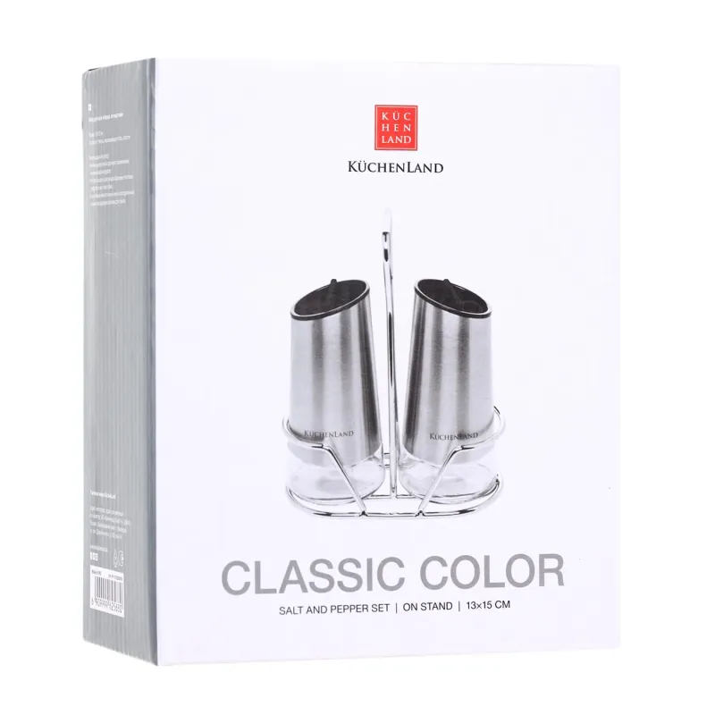 Тұз және бұрыш жинағы, 15 см, түпқоймада, шыны/металл, Classic color, image-2