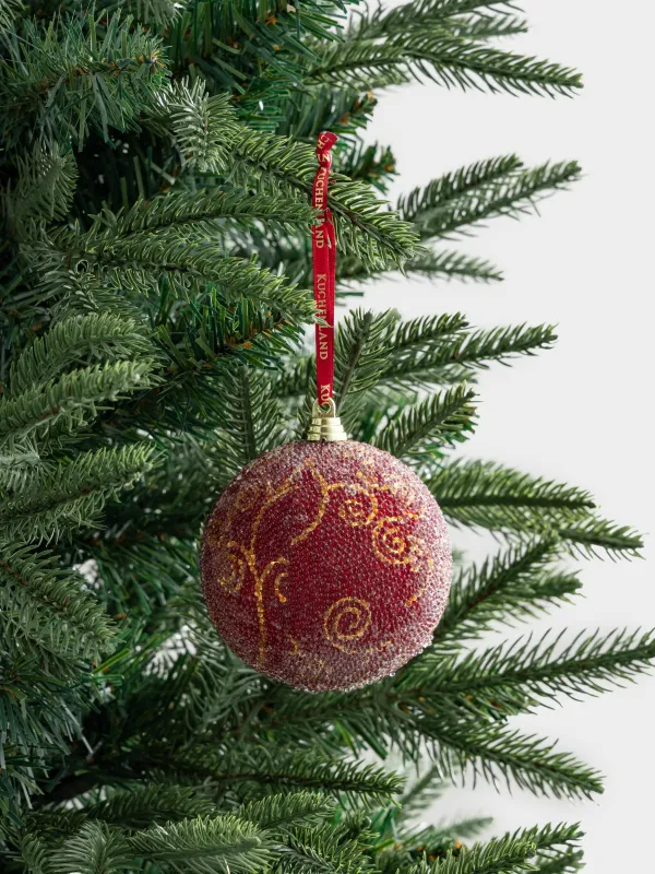 Шырша ойыншығы, 8 см, пенопласт, алтын және қызыл, Моншақтары бар шар, Bubbles ball, image-2