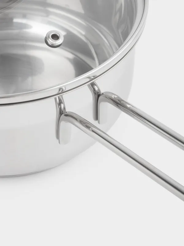 Ковш, 16 см, 1,4 л, с крышкой, сталь/стекло, Egoist lite, image-2