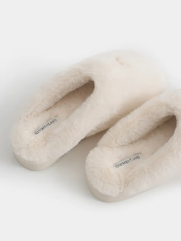 Әйелдер тәпішкелері, үйге арналған, өлшемі 36-37, жасанды үлбір, сүт түстес, Жылқы, Chain, image-5