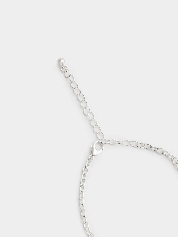 Шынжыр, 49 см, аспасы бар, металл/страздар, күміс түстес, Жылқы, Jewelry horse, image-2
