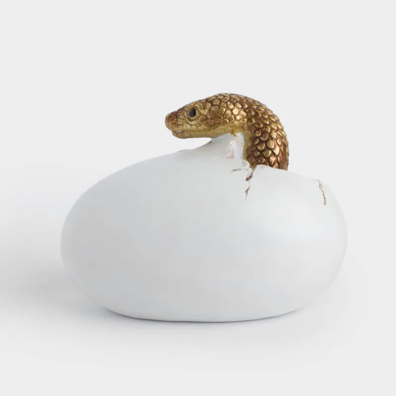 Мүсінше, 13 см, полирезин, сүт түстес-алтын, Жылан, Snake gold, image-3