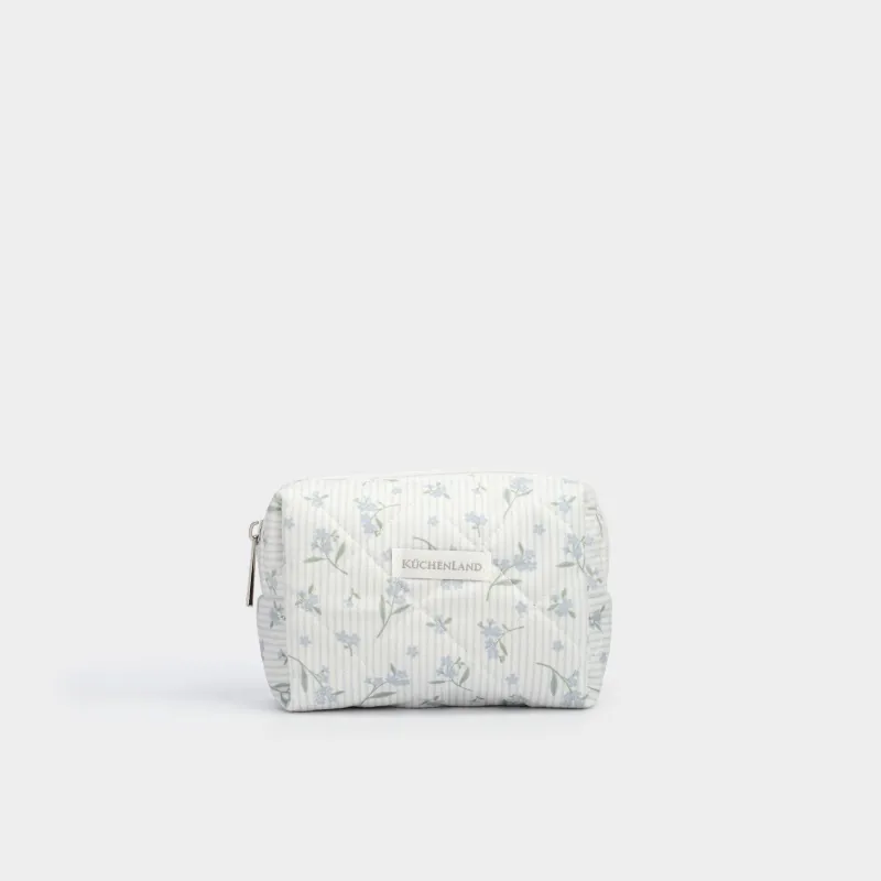 Косметикалық сөмке, 15х10 см, сырылған, полиэстер, ақ, Гүлдер, Stitch flowers