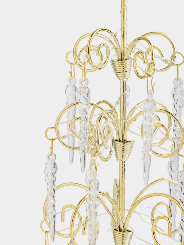 Мүсінше, жарықтандырылған, 29 см, салпыншақтары бар, металл/акрил, күміс, Шырша, Silver style, image-2