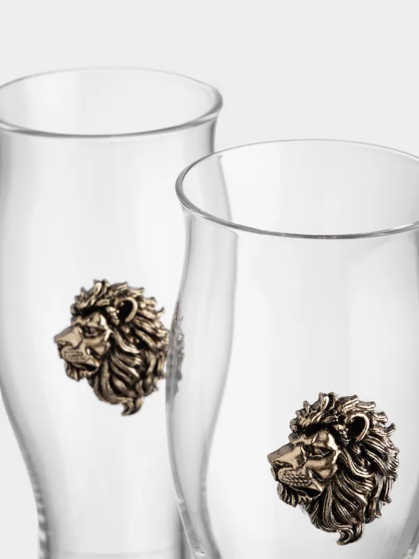 Сыраға арналған стақан, 17 см, 600 мл, 2 дана, шыны/металл, Алтын арыстан, Lux elements, image-1