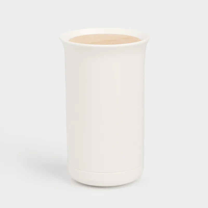 Тіс шұқығыштарға арналған контейнер, 10 см, пластик/ағаш, ақ, White style