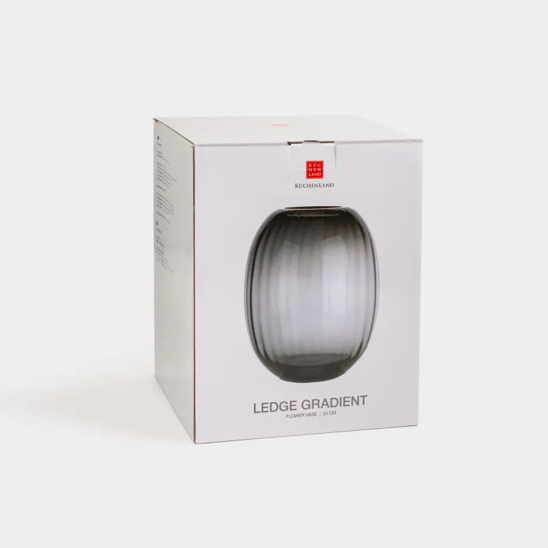 Ваза для цветов, 24 см, стекло, серый градиент, Ledge gradient, image-4