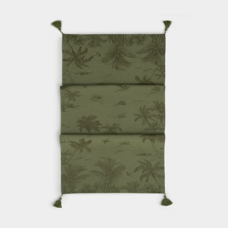 Дорожка настольная, 40х160 см, с кисточками, из жаккарда, Tropical oasis, image-1