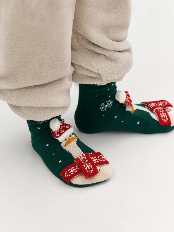 Әйелдер шұлықтары, үйге арналған, өлшемі 39-41, акрил/полиэстер, жасыл, Қалпақ киген қаз, Hot winter, image-3