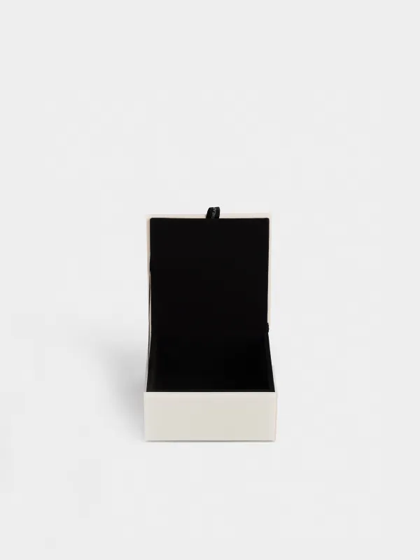 Шкатулка для украшений, 12х12 см, стекло, зеркальная, бежевая, Цветок, Glossy color, image-2