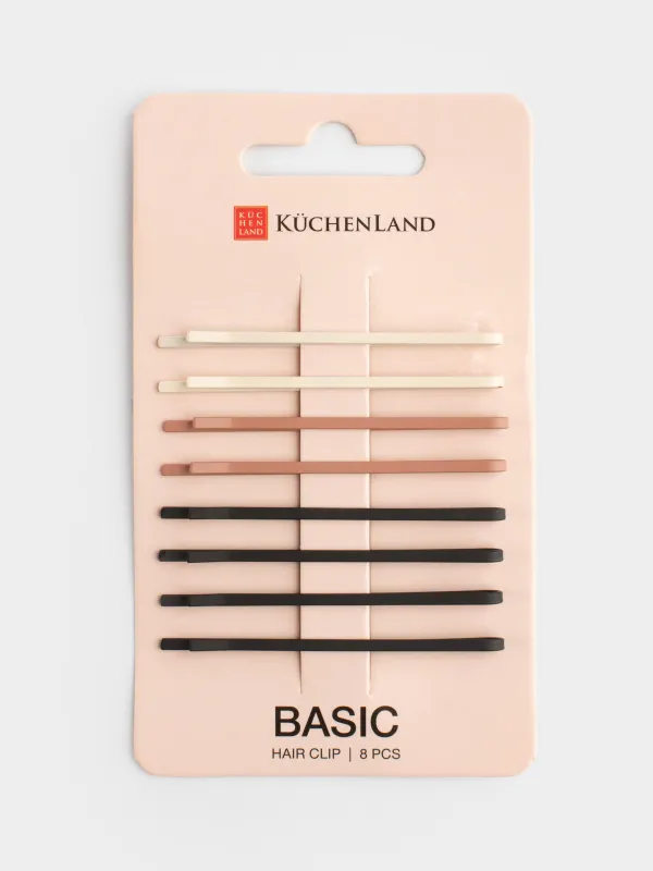 Шашқа арналған шаш қыстырғыш, 8 см, 8 дана, металл, аралас, Көрінбейтін, Basic, image-3