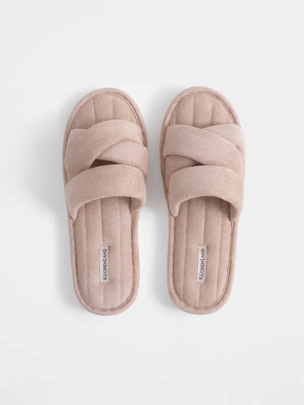 Әйелдерге тәпішкелері, үйге арналған, өлшемі 36-37, барқыт, шаңды қызғылт, Sunlit, image-1