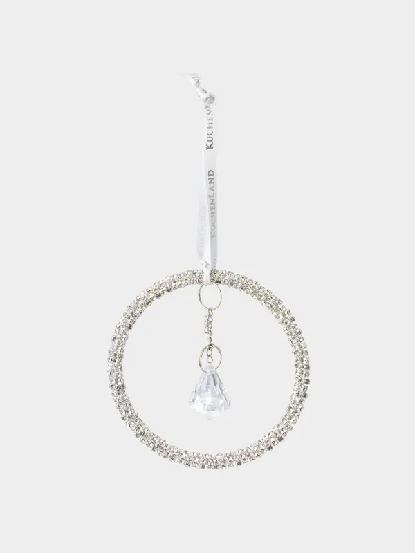 Шырша ойыншығы, 8 см, акрил/металл, күміс, Кристалы бар алқа, Ice crystal, image-1