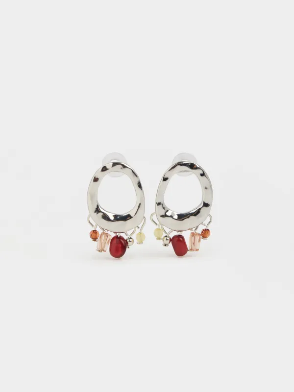Пусет сырғалары, 4 см, 2 дана, металл/пластик, алтын түстес, Моншақтар, Jewelry, image-0