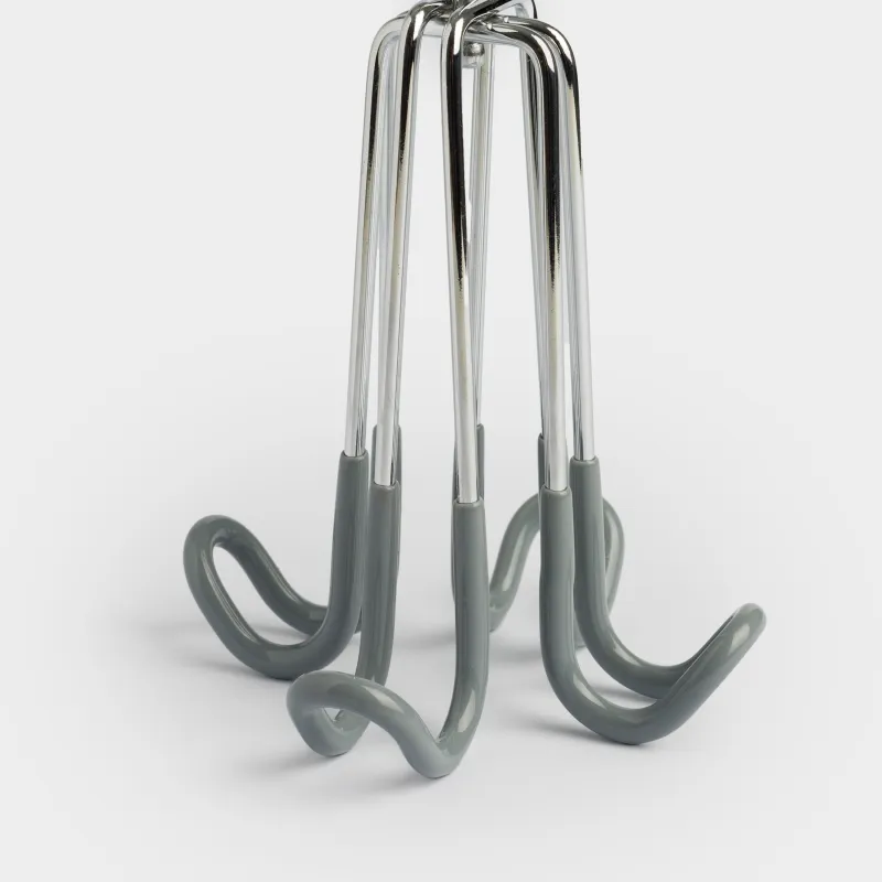 Белдік ілгіші, 18 см, 4 Ілмек, айналмалы, қапталған металл, сұр, түсті үй, image-4