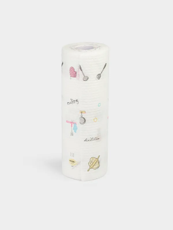 Орамалы орамалдар, 25х25 см, 50 дана, принті бар ақ орамалдар, Roll, image-0