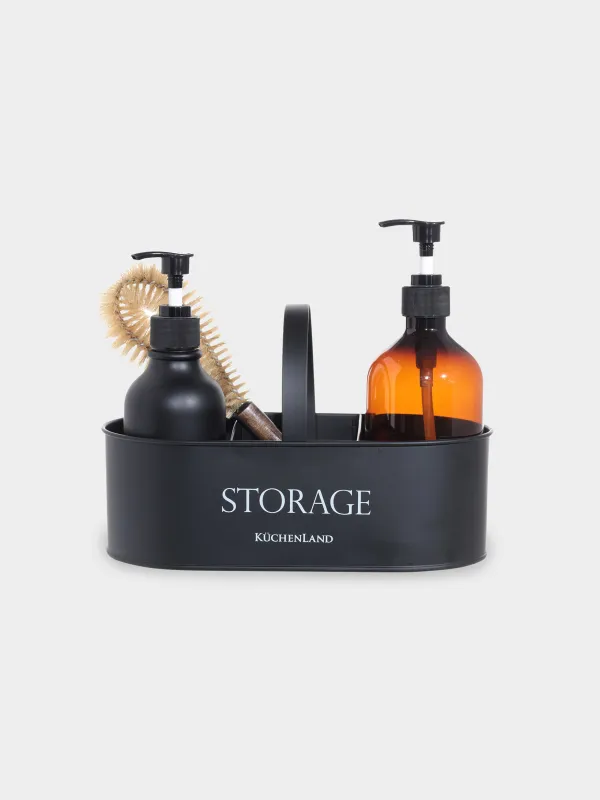 Жуғыш заттарды ұйымдастырушы, 24х13 см, 3 отд, портативті, металл, қара, Compact black, image-2