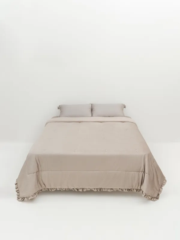 Төсек жапқыш, 220х240 см, сырылған, барқыт/микрофибра, мокко, желбіршектері бар, Stitch velvet, image-5