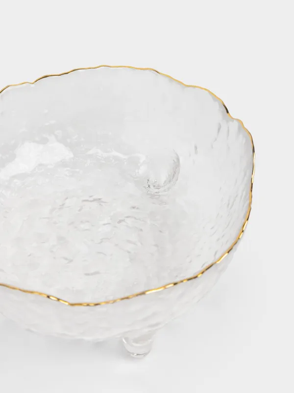 Салат ыдысы, 21х10 см, 1,3 л, аяқты, шыны, алтын жиектері бар, Nautilus gold, image-1