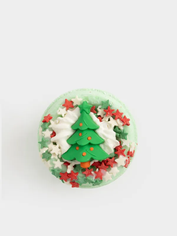 Бомбочка для ванны, 130 гр, с игрушкой, зеленая, Мандарин и хвоя, Елка, Christmas spa, image-0