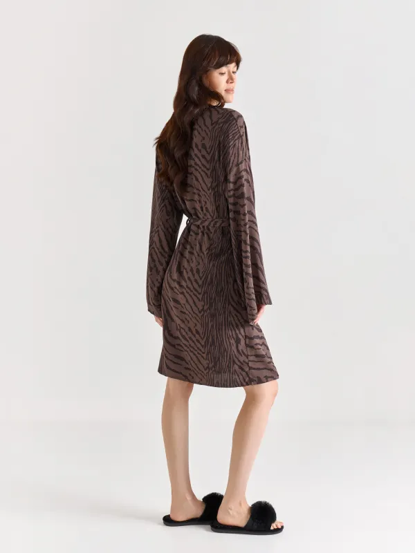 Әйелдерге арналған кимоно, үйге арналған, өлшемі S, вискоза, ақ-қара, Zefina, image-3