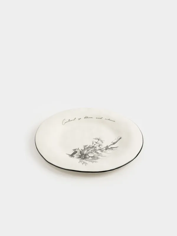 Тарелка обеденная, 28 см, керамика D, белая, Графичные цветы, Floria graphic, image-1