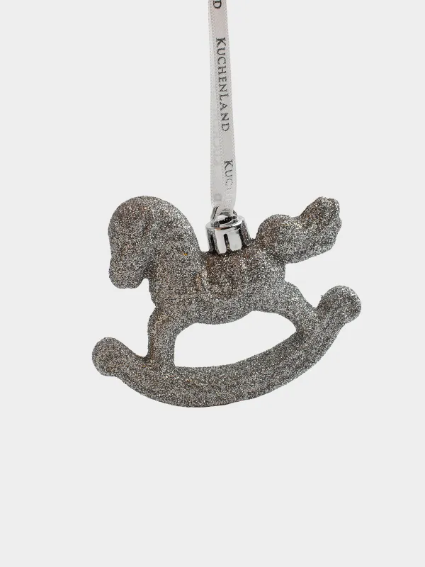 Шырша ойыншығы, 8 см, пластик, жылтыр, күміс, Тербелетін ат, Figure sparkle, image-0