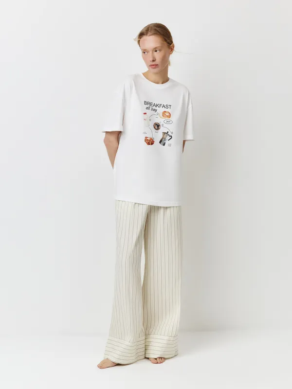 Брюки женские, домашние, белые, Alvida, image-0