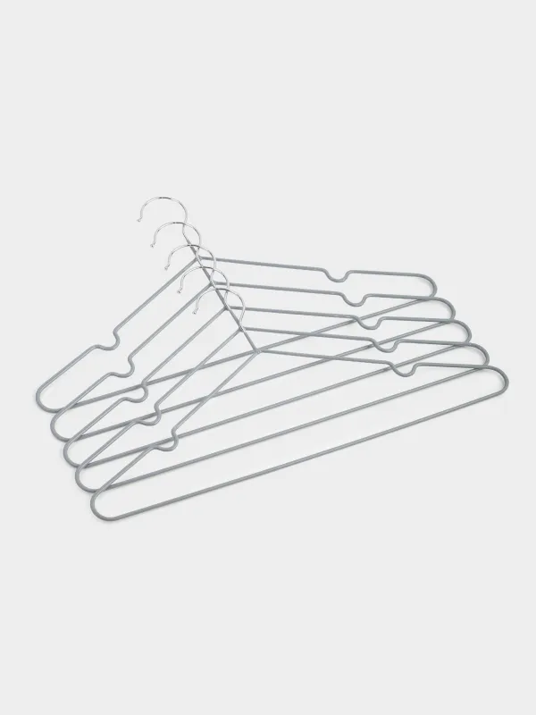 Вешалка-плечики, 40 см, 5 шт, металл с покрытием, серая, Colorful house, image-1