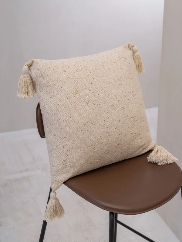 Сәндік жастық, 45х45 см, шашақтары бар, мақта/люрекс, сарғыш, Зигзаг, Strike, image-3