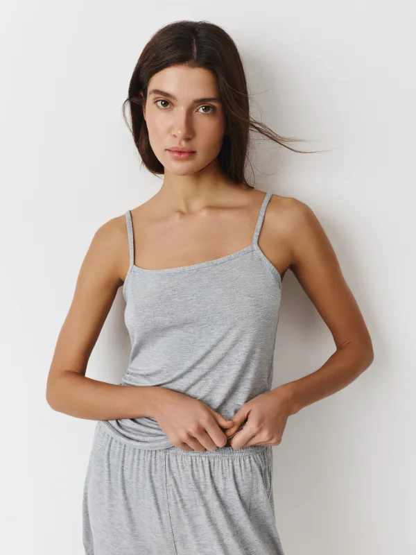 Әйелдерге арналған топ, үйге арналған, өлшемі S, белдіктері бар, вискоза/спандекс, сұр меланж, Aidila, image-0