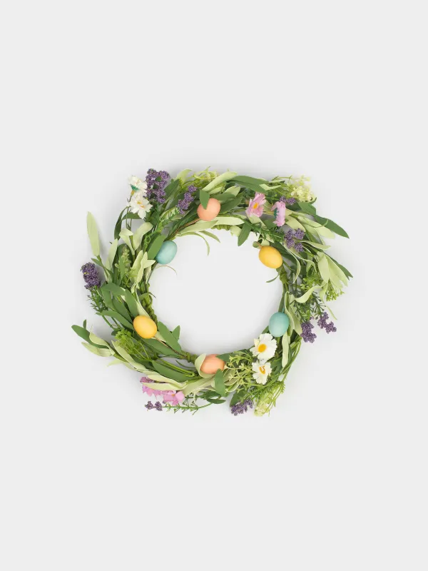 Венок декоративный, 35 см, Цветы и пасхальные яйца, Easter decor, image-0