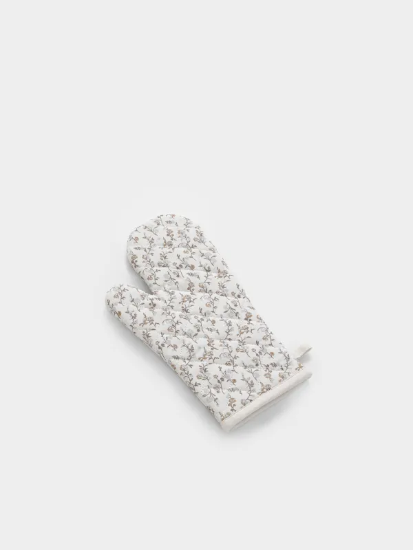 Ұстағыш-қолғап, 17х33 см, мақта, сүт түстес, Винтажды гүлдер, La flore, image-1