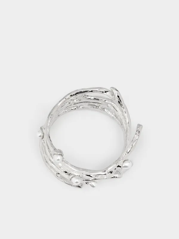 Майлық сақина, 4 см, металл/пластик, күміс, Iнжу, Pearl, image-4