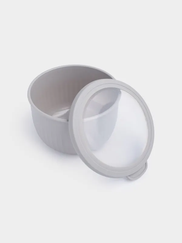 Набор мисок, 3 шт, с крышкой, пластик, белая/серая/графитовая, Flow, image-4