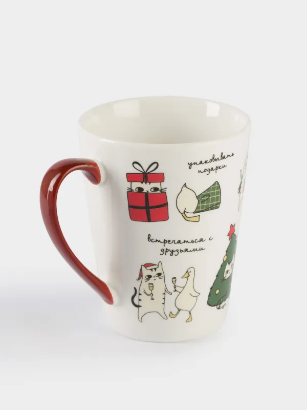 Саптыаяқ, 420 мл, фарфор N, ақ-қызыл, Демалыстағы мысықтар, Cat, image-1