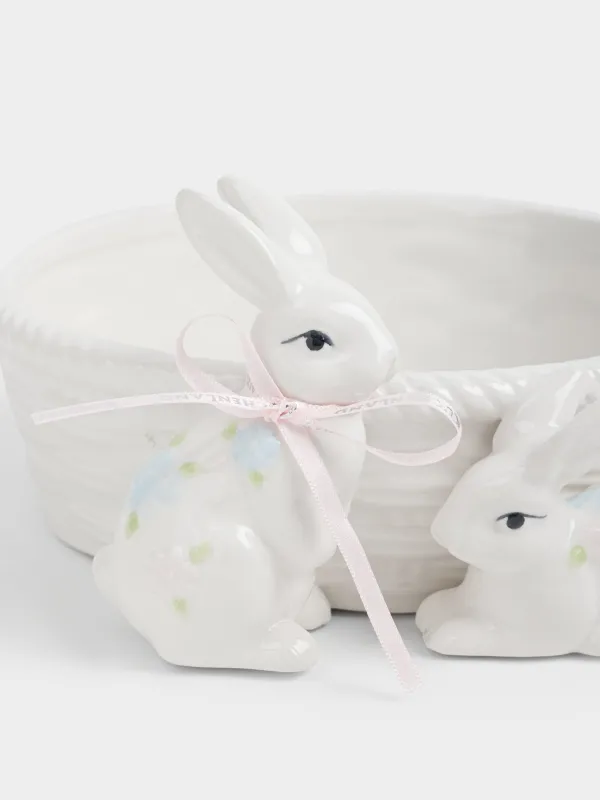 Конфетница, 19х10 см, 730 мл, керамика D, молочная, Кролики с корзиной, Rabbit bloome, image-2