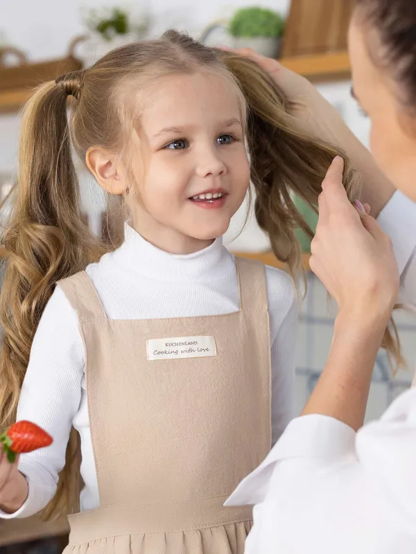 Фартук-платье детский, 57х56 см, хлопок, бежевый, Vintage kitchen, image-6