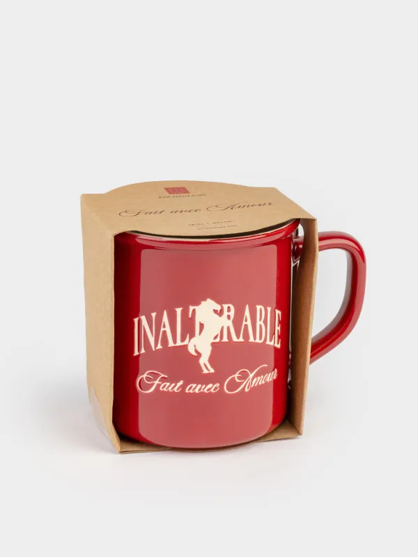 Саптыаяқ, 430 мл, фарфор N, қою қызыл және сүт түстес, Жылқы, Great horse, image-4