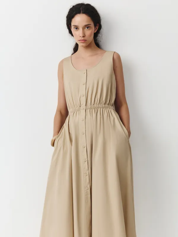 Әйелдер көйлегі, миди, өлшемі XS, мақта, түймелері бар, сарғылт-қоңыр, Selma, image-1