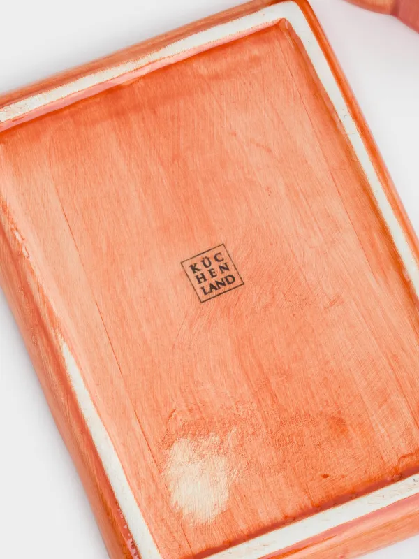 Сары май ыдысы, 15 см, керамика, тікбұрышты, қызғылт сары, Асқабақтағы кірпі, Forest symphony, image-5