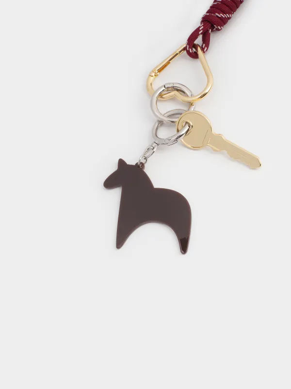 Салпыншақ, 13 см, металл / полиэстер, қызыл, кілті бар ат, Knot, image-1