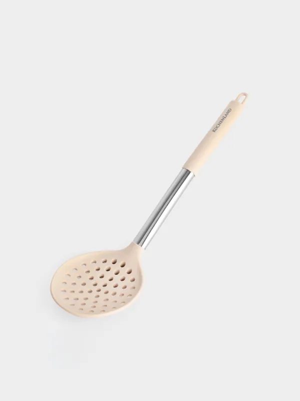 Шумовка, 34 см, силикон/сталь, серо-бежевая, Metallic, image-1