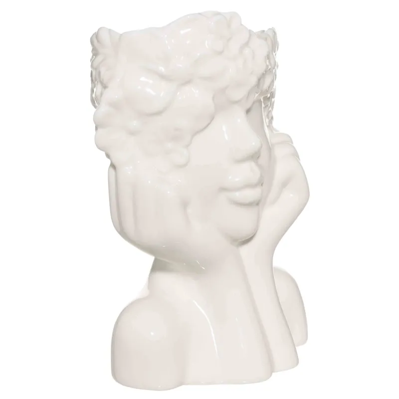 Гүл вазасы, 17 см, сәндік, Фарфор P, сүт, гүлдермен бет, Face flowers, image-1