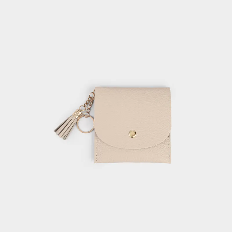 Әйелдер әмияні, 10х10 см, түймелі, шашағы бар, полиуретан, сүтті, Memo