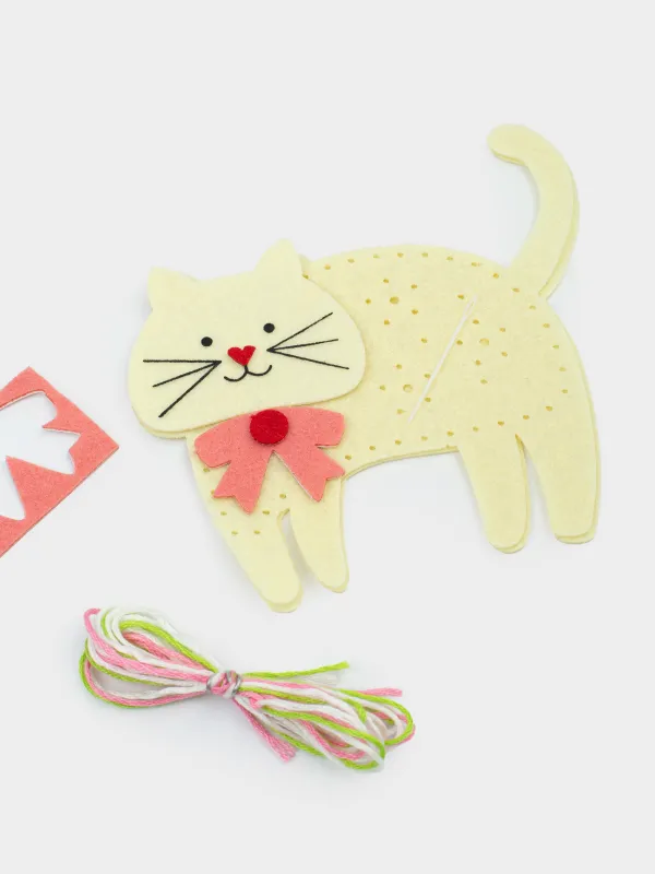 Шығармашылық жиынтығы, 13х15 см, қолөнер, салпыншақ, киіз/мақта, Мысық, Creativity, image-3