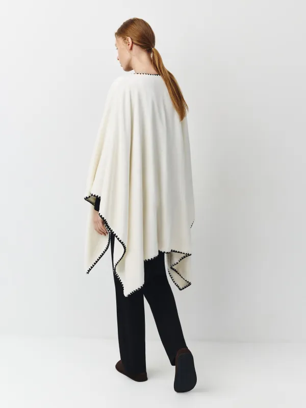 Пончо, 75х140 см, жүн, құм сұр, Абстракция, Fleece poncho, image-3