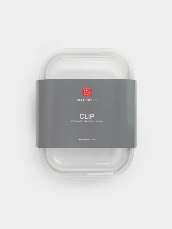 Контейнер, 640 мл, қысқыштары бар, шыны Т/пластик, тікбұрышты, Clip, image-5